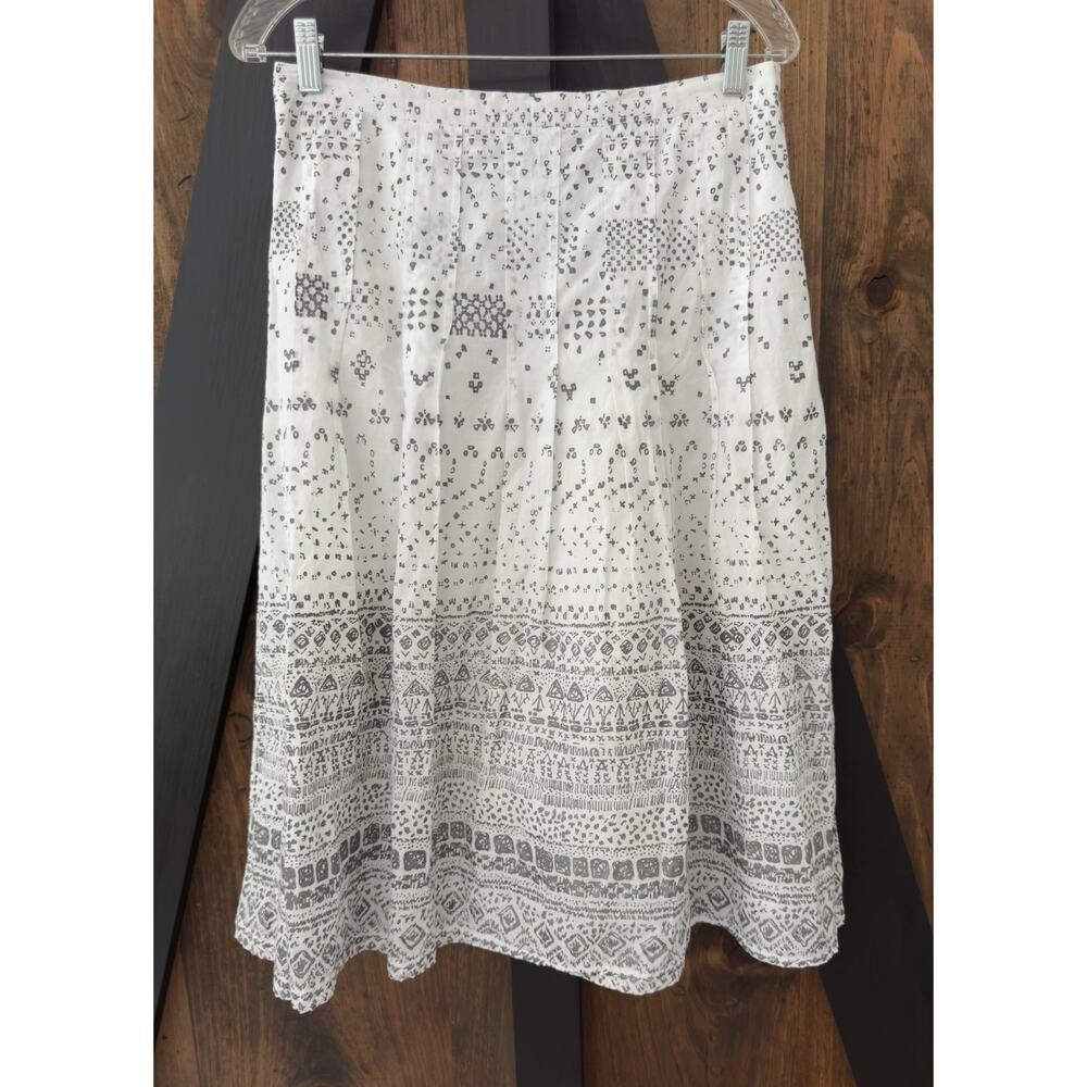April Cornell Vintage 100% Cotton Midi Skirt B&W Geometric Design Size M - Picture 3 of 8